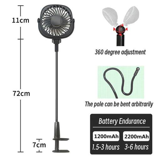 Portable Desktop Clip Fan with Flexibly Adjustable Bracket U