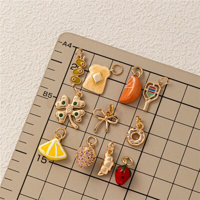 rendy Four Leaf Clover Fruit Croissant DIY Pendant Charms fo