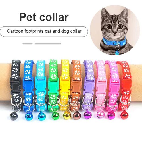 1Pc Colorful Cute Bell Collar Adjustable Buckle Cat Collar P