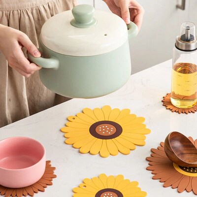 PVC Sunflower Insulation Coaster Pads Placemat for Table Hea