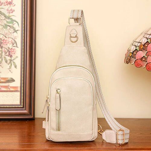 PU Womens Chest Bag Single Shoulder Crossbody Bag Large Cap