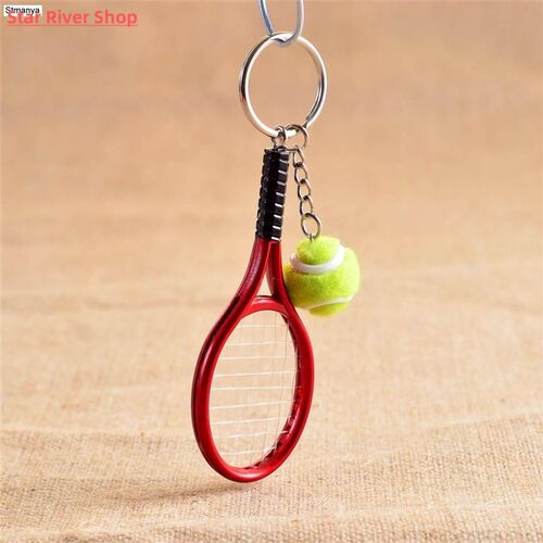 Cute Sport Mini Tennis Racket Pendant Keychain Keyring Key C