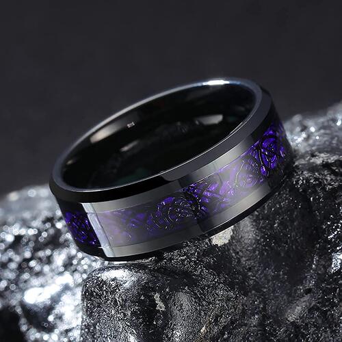 Fashion 8mm Men Stainless Steel Celtic Dragon Ring Inlay