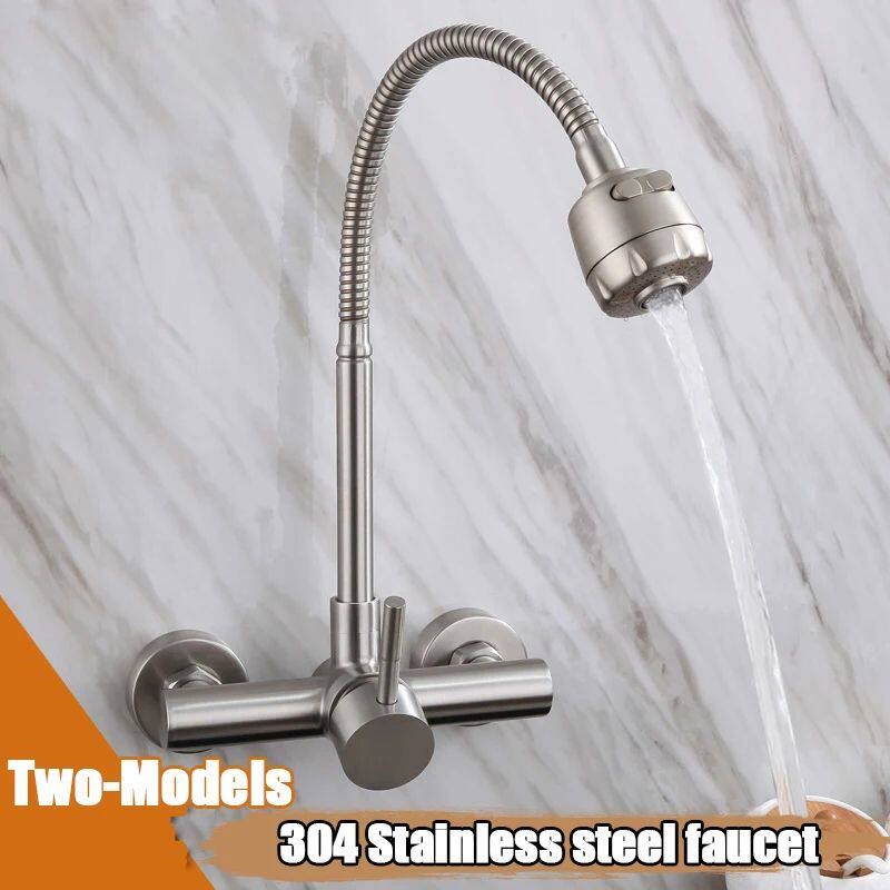 Onyzpily Free Shipping Black Brushed Kitchen Faucet Wall Mou
