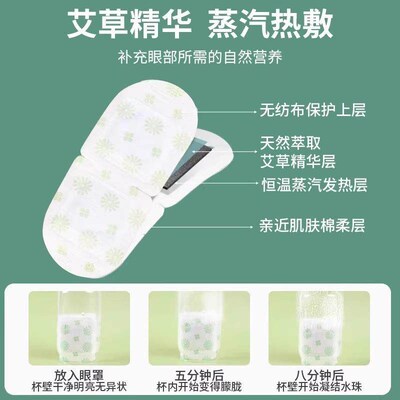 Steam eye mask to relieve eye fatigue, made with mugwort for
