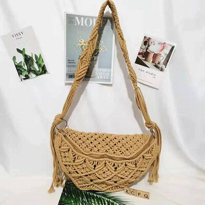 Womens Summer Beach Knitted Bag Bohemia Fanny Pack Fashion