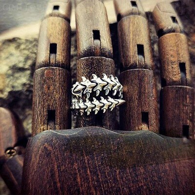 Retro Gothic Keel Spine Rings for Women Men Hip Hop Hyperbol