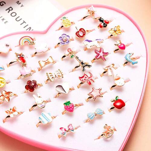 10pcs/lot Childrens Cartoon Rings Candy Flower Animal Bow S