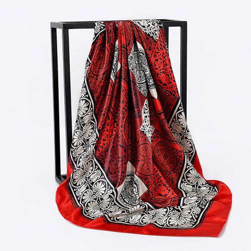 Retro BlueWhite Porcelain Silklike Shawl for Ladies Travel t