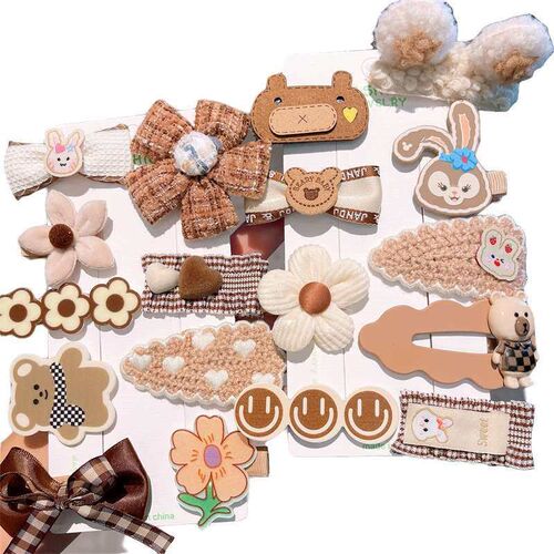 Autumn and winter curry color plush hair clip womens cute s