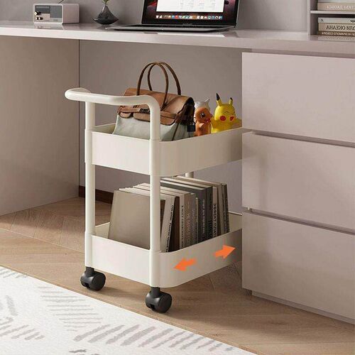 2 Tier Mobile Cart Organizer for Kitchen Bathroom Bedroom