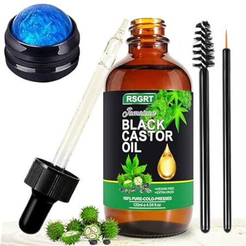 Castor Oil with Massage Roller, Organic Castor Oil for Bo