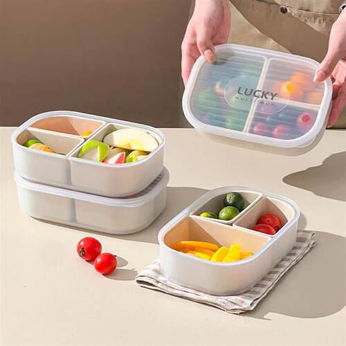 Detachable 3 Grids Plastic Bento Lunch Box For Kids Students