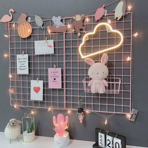 Ins Home Wall Decoration Iron Grid Decor DIY Hanging Rack Wa