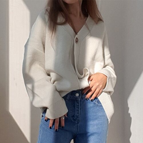 Colorfaith New 2021 Winter Spring Womens Sweaters V-Neck Bu