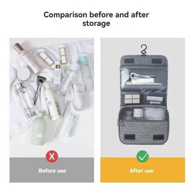 Foldable Toiletry Bag Organizer Hanging Storage Bag Bathroom