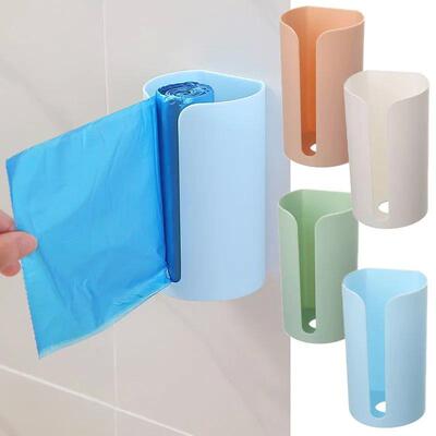 Wall Hanging Nail-Free Plastic Garbage Bag Holder Mounted Tr
