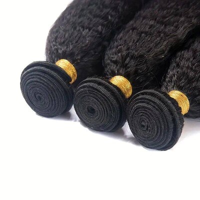 3psc Kinky Straight Bundles Brazilian Yaki Straight Hair Bun