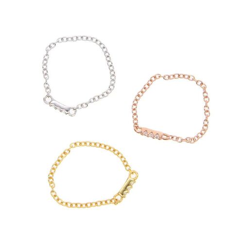 3MM bezel round cz 5mm three cz bar charm simple chain band