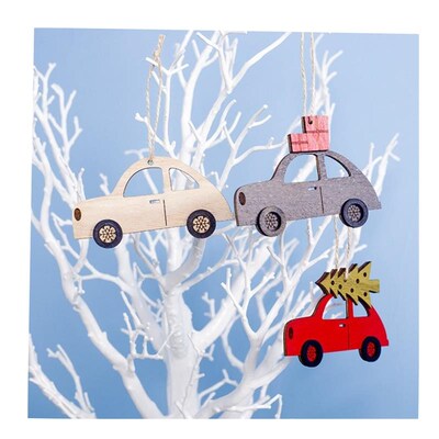1PC 2D 3D Christmas Ornament Wooden Hanging Pendants Star1