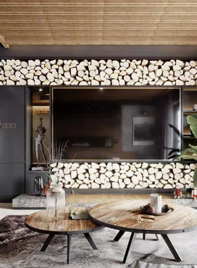 原木柴篝火装饰壁炉真火木头客厅装饰饭店民宿木柴橱窗野火灶柴火