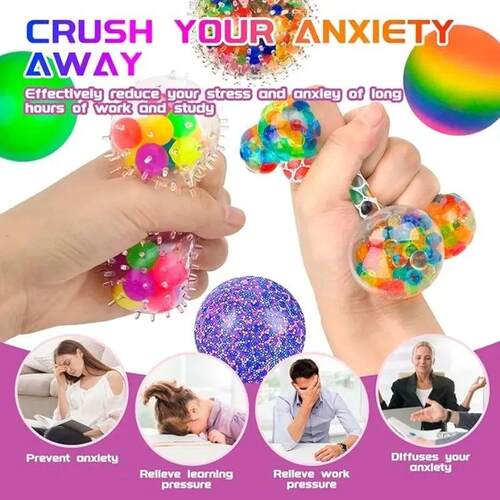 6PCS Mini Squishy Stress Balls Set Rainbow Squeeze Ball EDC