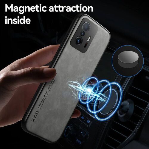 For Xiomi 11T Pro case Leather Texture Car Magnetic Holder P