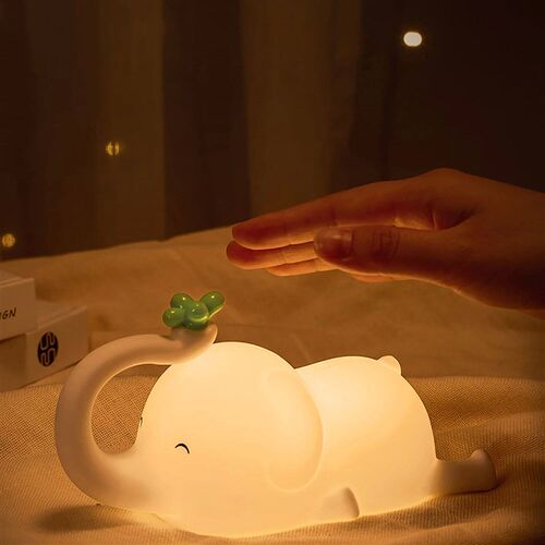 Children Silicone Night Light Cute Elephant Baby Dimmable Ti