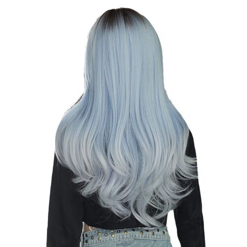 Long Curly Wig for Women Autumn Winter Icy Blue Goddess Hair