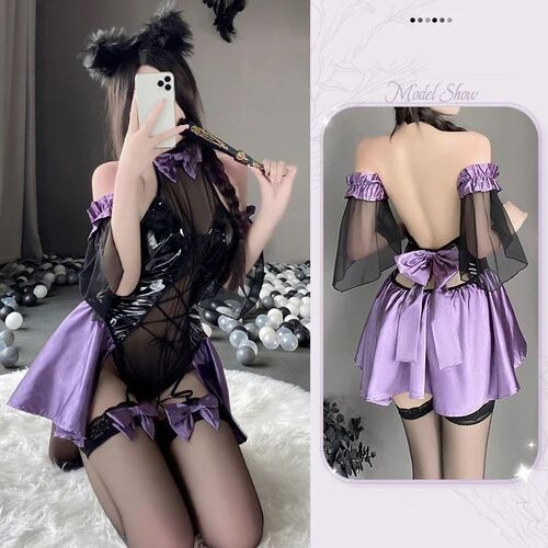 Genshin Impact Fischl Cosplay Halloween Maid Dress Nightwear
