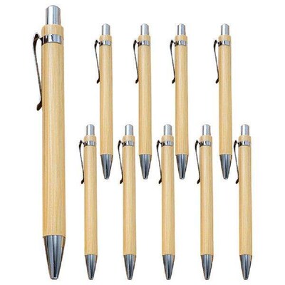 12 Pcs Bamboo Ballpoint Pen Daily Use Wooden Multi-function