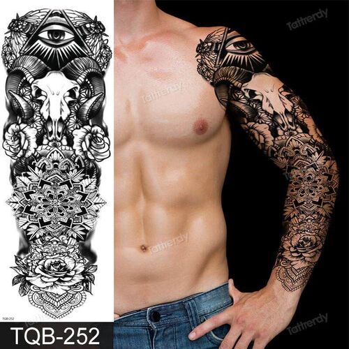 Amazing Temporary Tattoos men large full arm sleeve tattoo