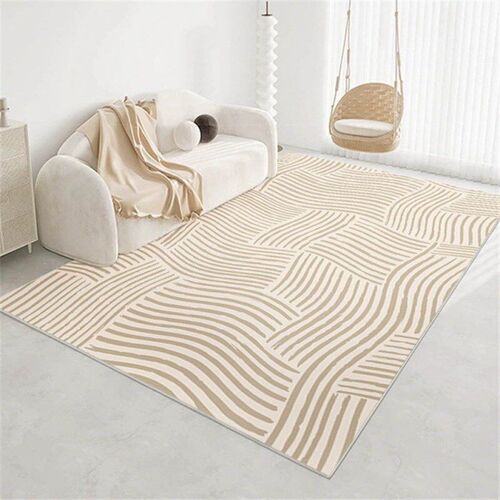 Modern Simple Carpet Living Room Cream Style Longhaired Home