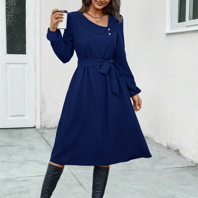 New 2025 AutumnWinter Womens Irregular Collar Buttoned Long