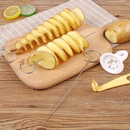 1Set Stainless Steel Plastic Rotate Potato Slicer Twisted Po