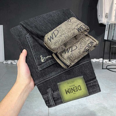 New High-end Jeans Mens Slim-fit Four Seasons Slim-fit Harl