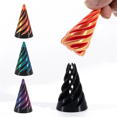 3D Printed Toys 3D Spiral Cone Rotating Pyramid Fidget Toy S