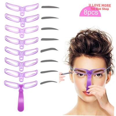 8PCS Eyebrow Shaper Makeup Template Eyebrow Grooming Shaping
