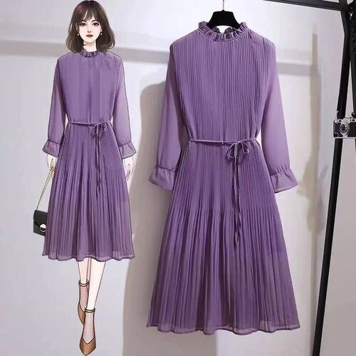 Woman Dresses Womens Spring 2021mm Pleated Chiffon Dress Ve