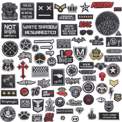 Washable iron-free black self-adhesive embroidery badge clot