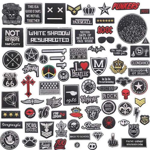 Washable iron-free black self-adhesive embroidery badge clot