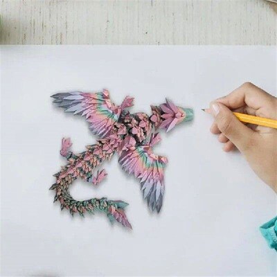 3D Printed Dragon Fidget Toy Articulated Crystal Dragon