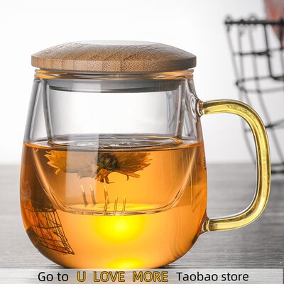 Creative Glass Tea Infuser Cup With Transparent Filter Handl