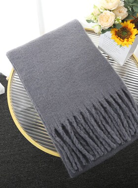 New Mohair Women Scarf Female Winter Warm Thickened Solid Co