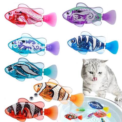 Electronic Pet Cat Toy LED Interactive Swimming Robot Fish T