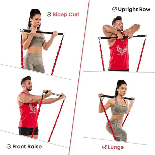 Workout Bar Fitness Resistance Bands Set Pilates Yoga Pull R
