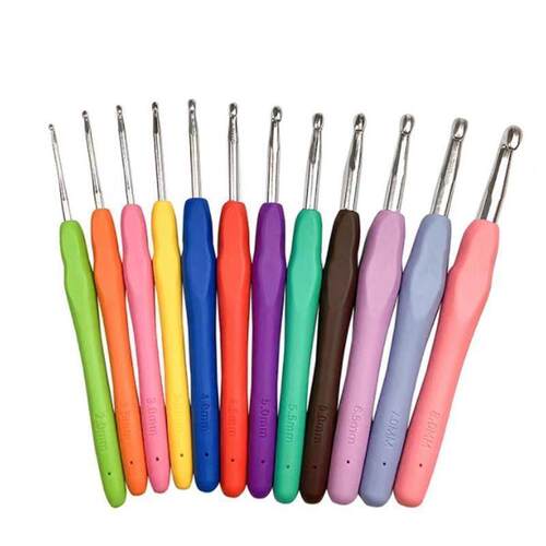 new1pc/14pcs 2mm-10mm Colorful Soft Plastic Crochet Hook Set