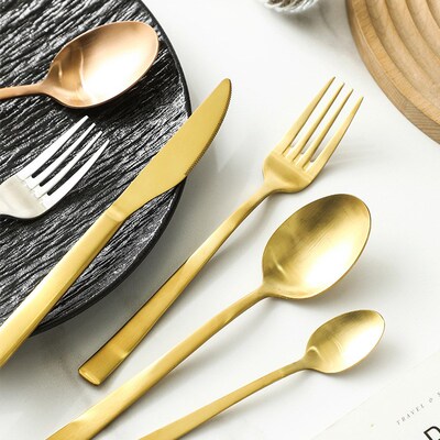4-piece set of golden tableware knife, fork, spoon factory