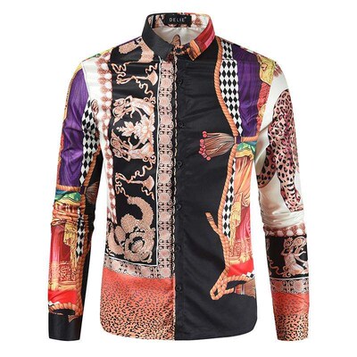 -Autumn and winter new popular leopard casual mens long-sle