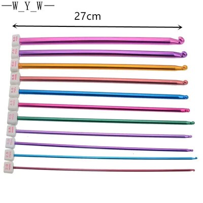 11pcs Multicolour Aluminum TUNISIAN AFGHAN Crochet Hook Knit